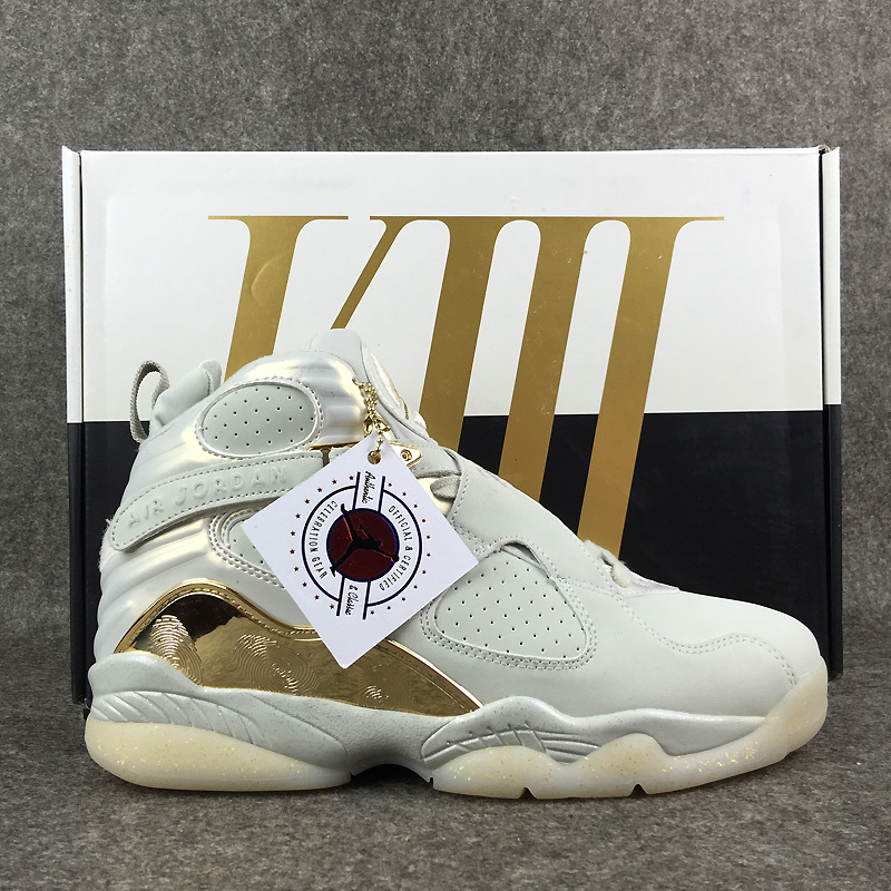 New Air Jordan 8 White Gold Shoes