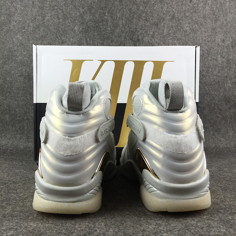 New Air Jordan 8 White Gold Shoes