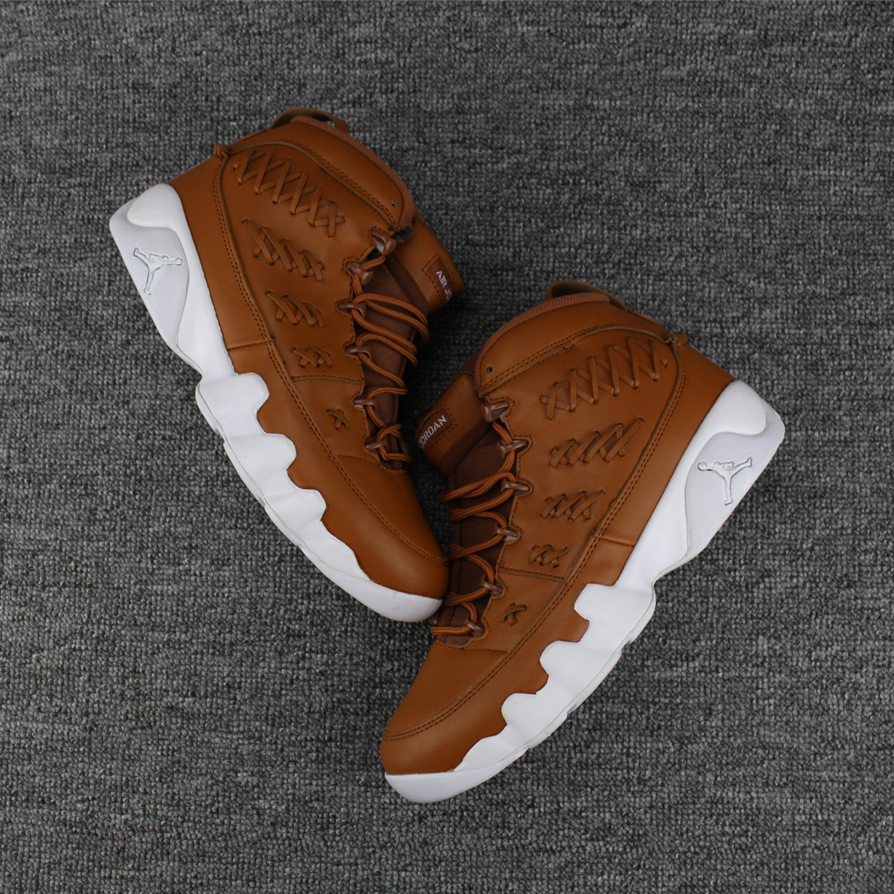 New Air Jordan 9 Knit Wheat Yellow White Shoes - Click Image to Close