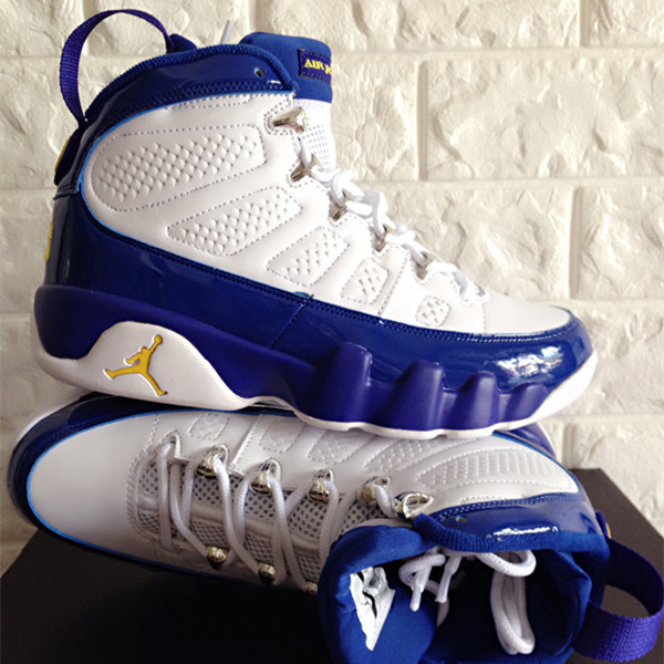 blue white and yellow jordan 9