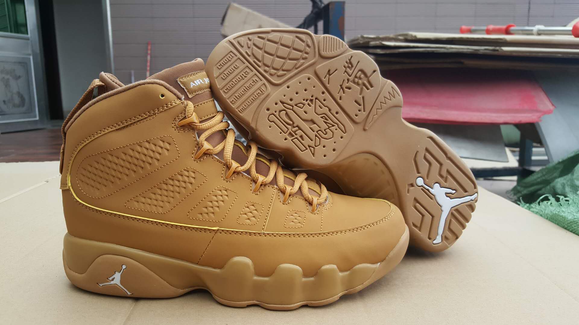 New Air Jordan 9 Wheat Yellow Shoes