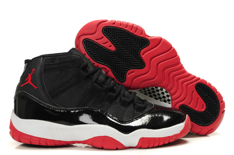 Jordan 11 Retro Black White Red - Click Image to Close