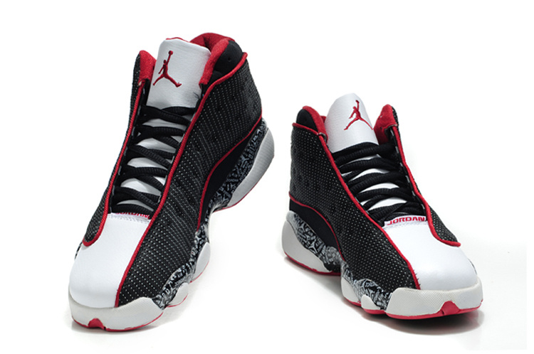 Latest Air Jordan Retro 13 Black White Red Shoes