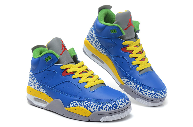 New Arrival Air Jordan Spizike Blue Yellow Grey Cement Shoes