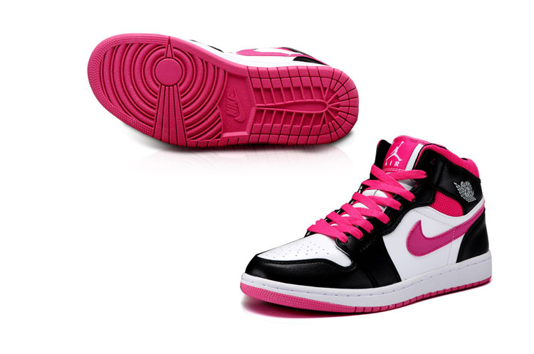 New Jordan 1 Mid Grey White Black Peach Pink Shoes - Click Image to Close