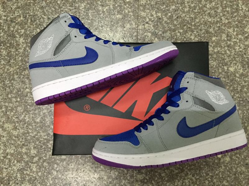 New Jordan 1 Retro Grey Blue Purple Shoes