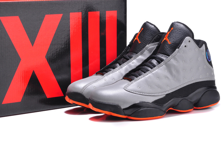 New Jordan 13 Retro 3M Grey Black Orange Shoes - Click Image to Close