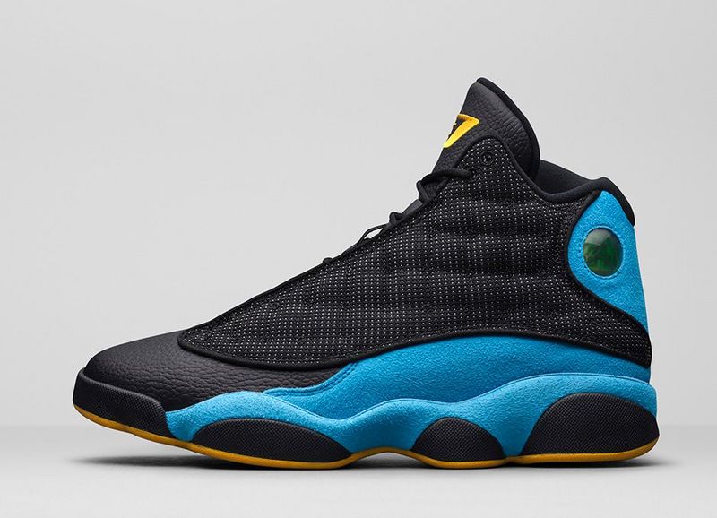 New Jordan 13 Retro Black Blue Yellow Shoes - Click Image to Close