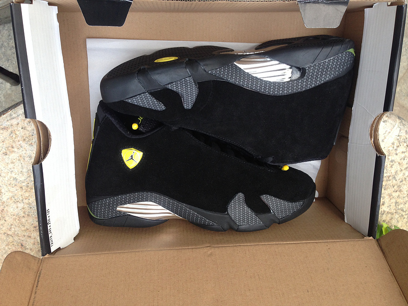 New Jordan 14 Ferrari Black Gold Shoes - Click Image to Close