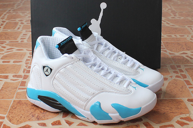 New Original Jordan 14 Retro White Baby Blue Shoes - Click Image to Close