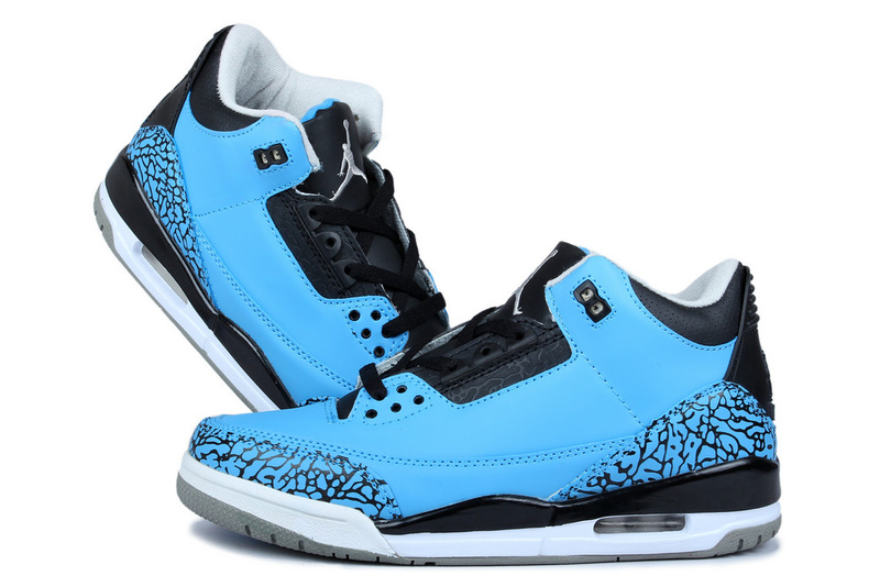 New Arrival Jordan 3 Retr Blue Moon Black Shoes - Click Image to Close