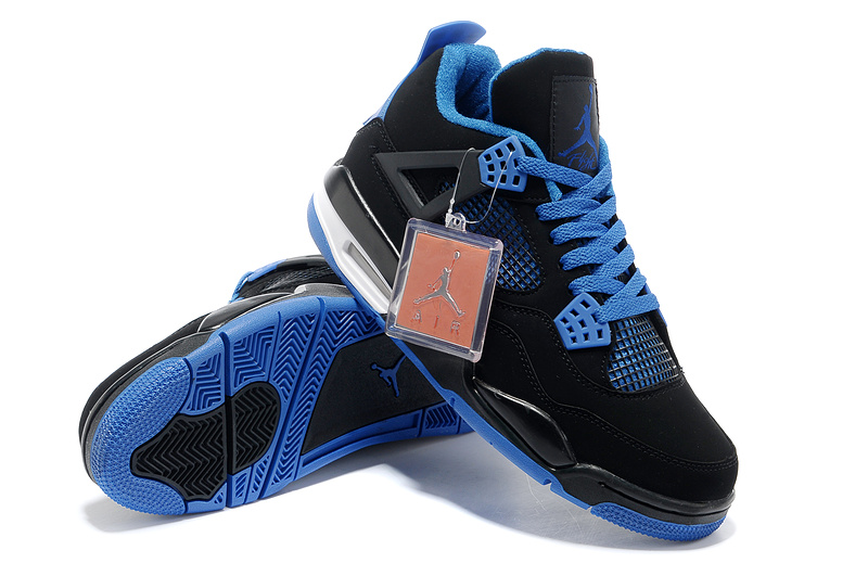 2013 Air Jordan 4 Black Blue Shoes