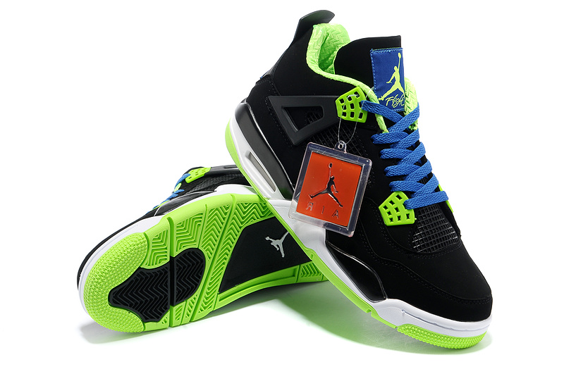 2013 Air Jordan 4 Black White Green Shoes
