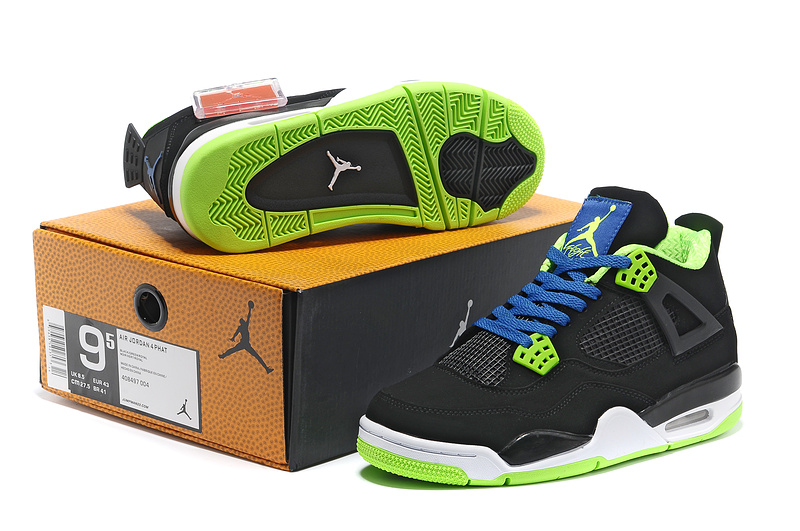 2013 Air Jordan 4 Black White Green Shoes - Click Image to Close