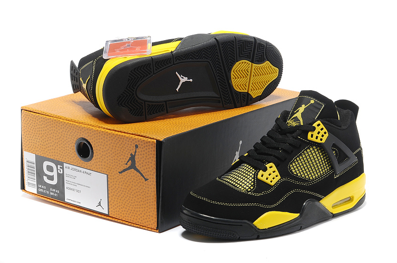 2013 Air Jordan 4 Black Yellow Shoes