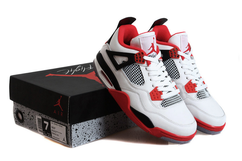 New Jordan 4 Fire Red White Black Shoes