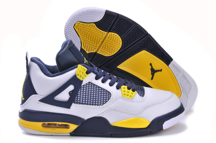 New Arrival Jordan 4 Retro White Black Yellow Shoes