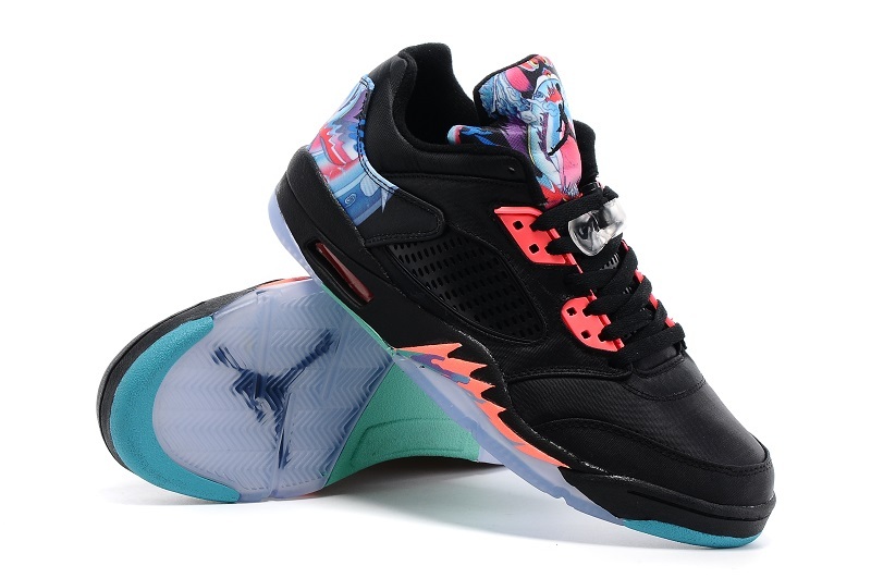 New Jordan 5 Low Black Redish Orange Shoes - Click Image to Close