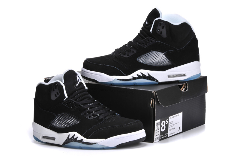 New Arrival Jordan 5 Retro Black White Shoes - Click Image to Close