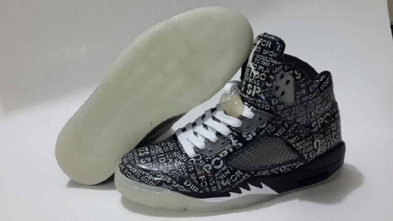 New Jordan 5 Retro Charity Edition Black Silver White Shoes - Click Image to Close