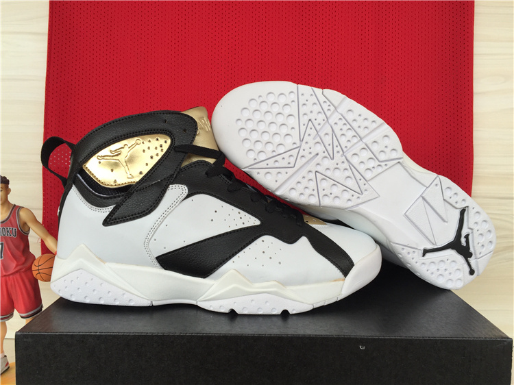 New Jordan 7 Retro White Black Gold - Click Image to Close