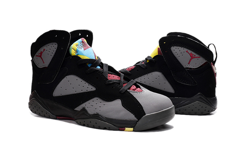 New Air Jordan 7 Retro Grey Black Red Shoes - Click Image to Close