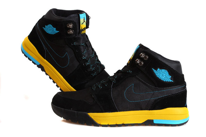 Jordan 1 Trek Black Yellow Blue Climbing Shoes