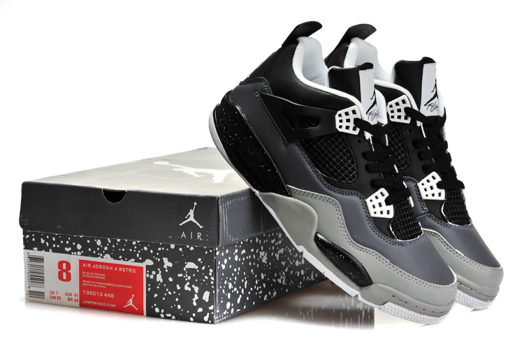 Official Air Jordan 4 Retro Black Grey Shoes