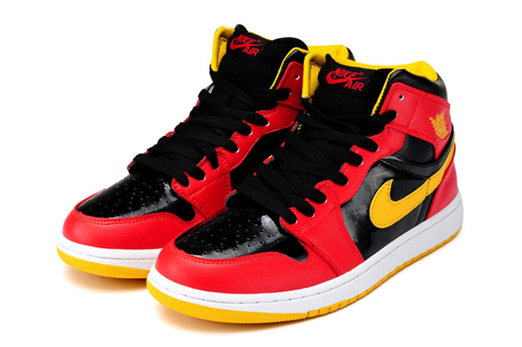 Original Air Jordan 1 Steelman Black Red Yellow Shoes - Click Image to Close