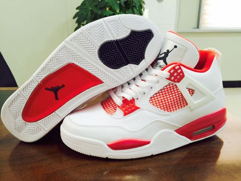 Original Air Jordan 4 Alternate 89 Melo White Red - Click Image to Close