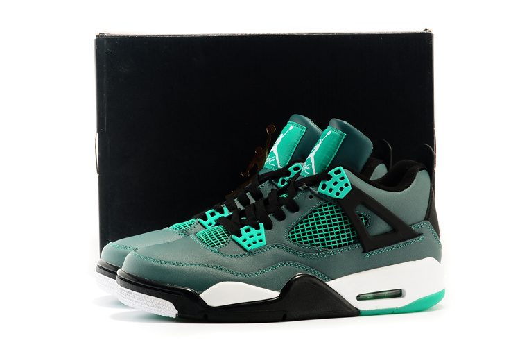 Original Air Jordan 4 Retro Teal Green Black Shoes