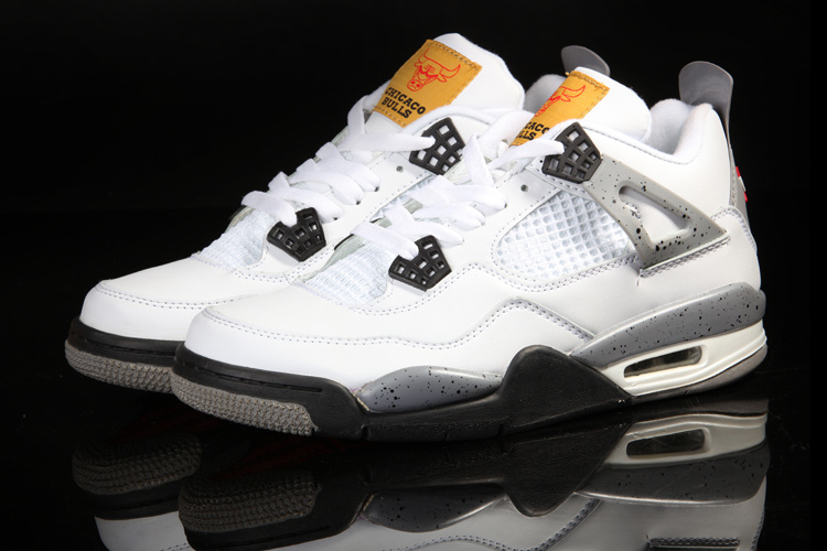 Original Air Jordan 4 White Black Shoes With Bulls - Click Image to Close