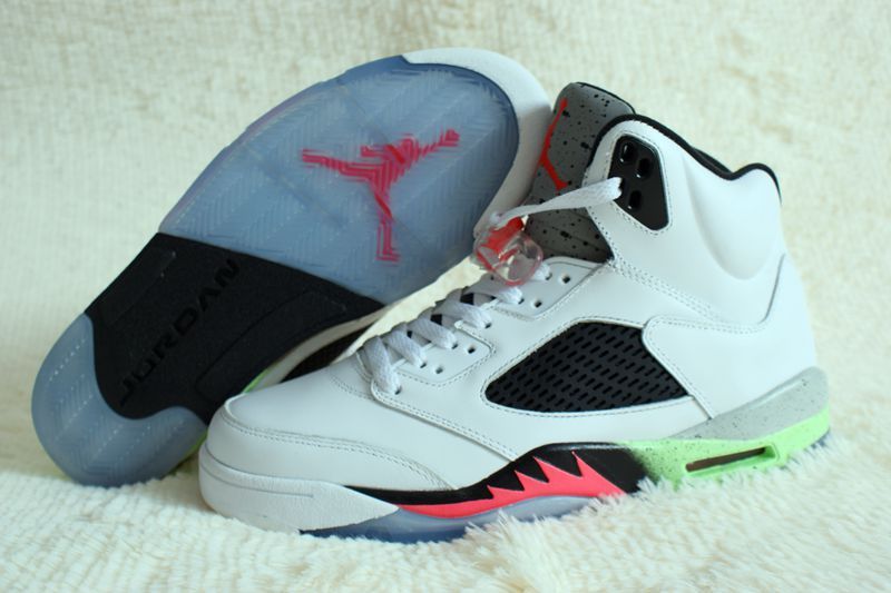 Original Air Jordan 5 Retro Venomenon White Black Fire Red Green Shoes - Click Image to Close