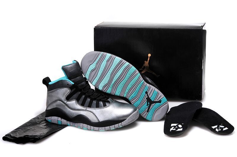 Original Silver Black Blue Air Jordan 10 Retro Bulls Over Broadway Shoes - Click Image to Close