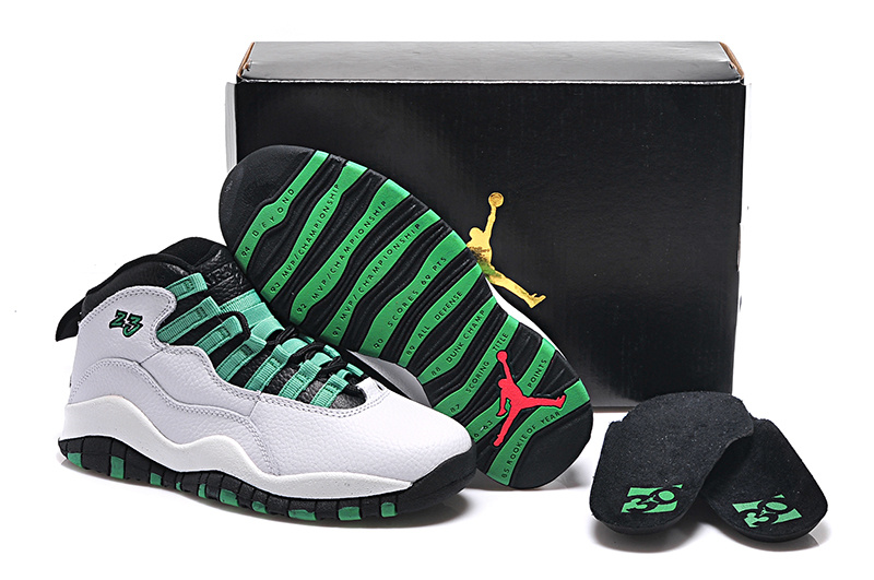Original White Green Black Air Jordan 10 Retro Bulls Over Broadway Shoes