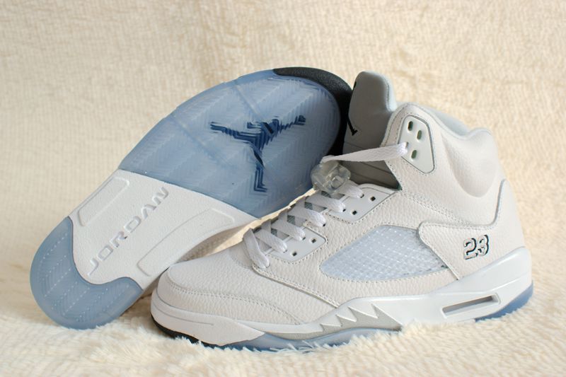 Perfect Air Jordan 5 Retro White Silver Shoes - Click Image to Close