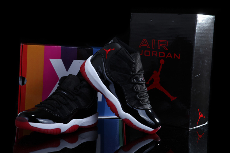 Real Rainbow Package Air Jordan 11 Concord Black White Red Shoes - Click Image to Close