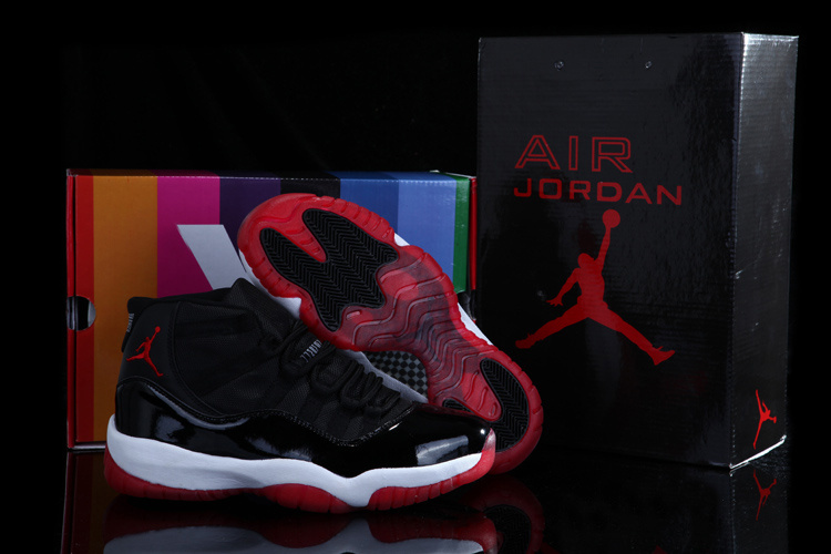 Real Rainbow Package Air Jordan 11 Concord Black White Red Shoes - Click Image to Close