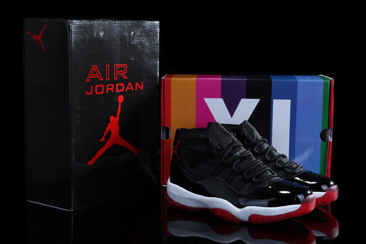 Real Rainbow Package Air Jordan 11 Concord Black White Red Shoes - Click Image to Close