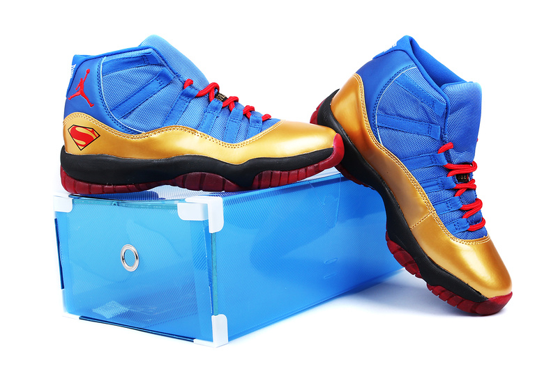 red blue and gold jordans