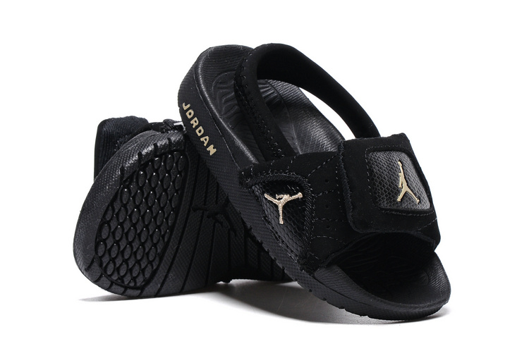 Toddler Jordan 12 Black Grey Slipper - Click Image to Close