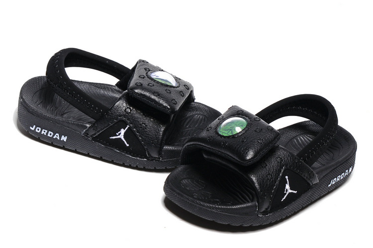 Toddler Jordan 13 Black Green Slipper - Click Image to Close