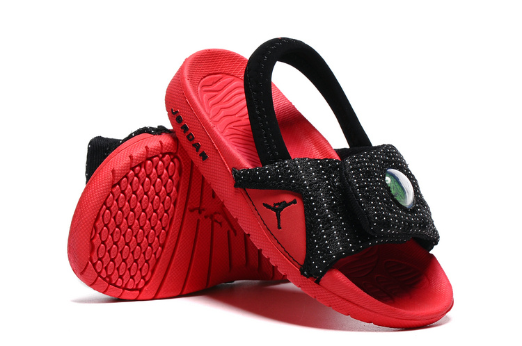 Toddler Jordan 13 Red Black Slipper - Click Image to Close