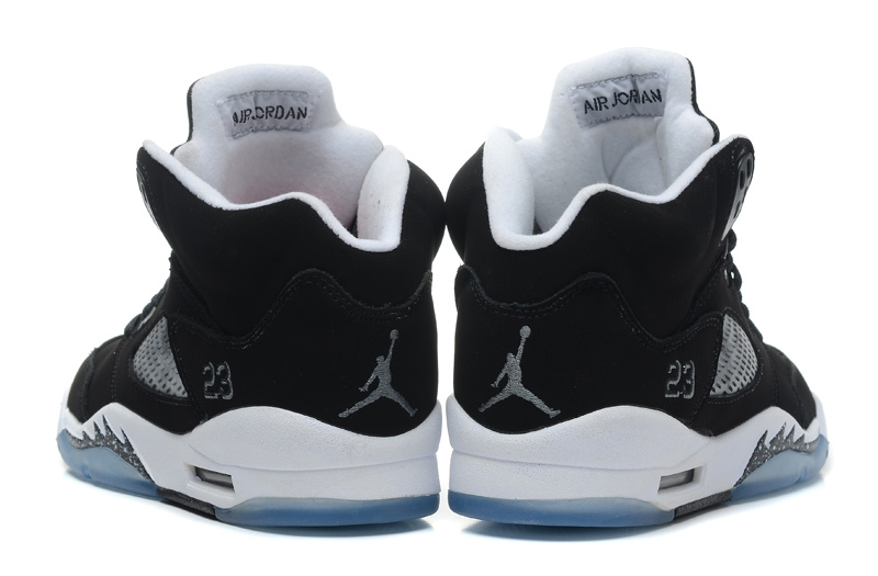 New Top Layer Leather Air Jordan 5 Black White Shoes