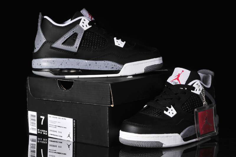 New Women Jordan 4 Oreo Black Grey Shoes - Click Image to Close