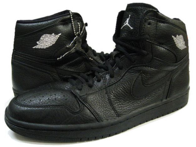 Jordan 1 Retro 2001 All Black Metallic Silver Shoes - Click Image to Close