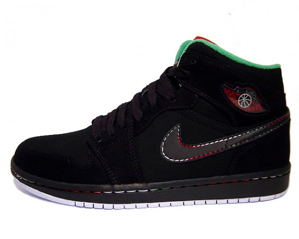 Jordan 1 Retro Black White Classic Green Varsity Red Shoes