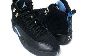 air jordan 12 black white university blue shoes