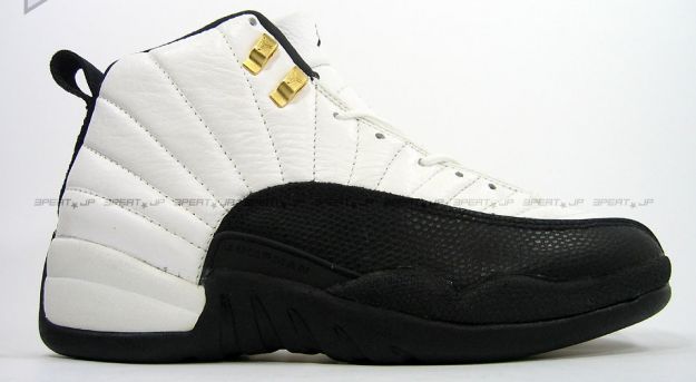 jordan 12 taxi white black gold shoes