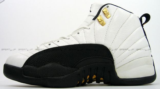 jordan 12 taxi white black gold shoes